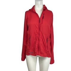 Janji Womens Red Zephyrrunner Hooded Running Jacket Size S Lightweight Packable